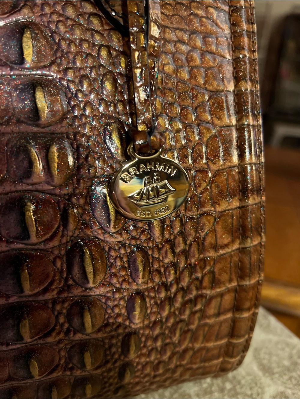NEW Brahmin Small Caroline Satchel in Mystical Ombre Pecan Melbourne - Picture 4 of 11